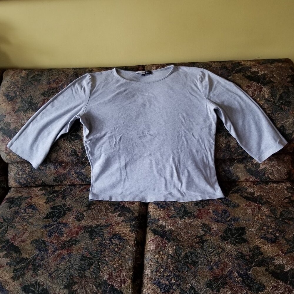 Light gray, 3/4 length sleeves, round neck, cotton top, Jones Wear Sudio, XL